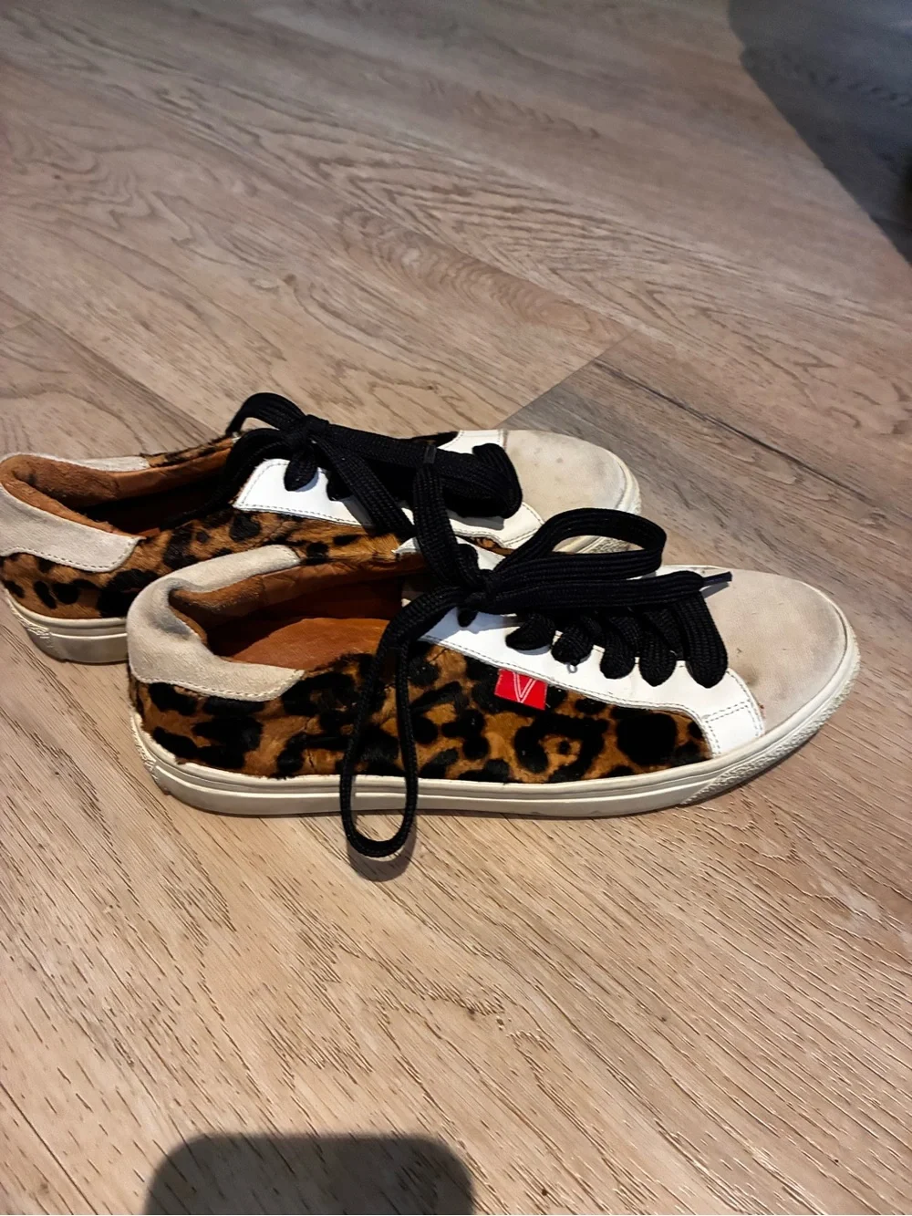Victoria Beckham Leopard Print Low-Top Sneakers with Black Laces